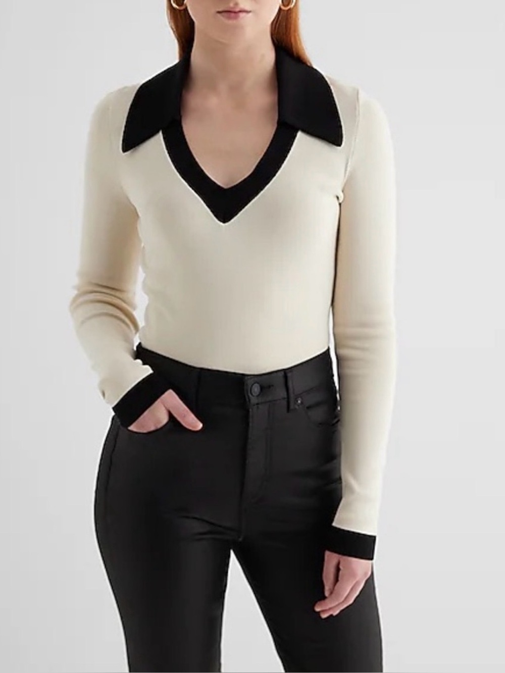 Express Contrast Trim Sweater Polo